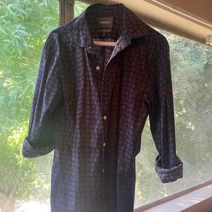 Bonobos Dark Blue and Red Panda Print Button Up (Slim Fit)